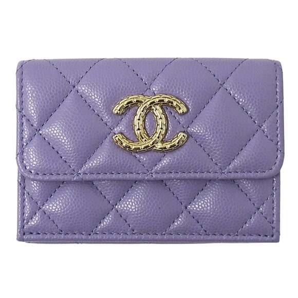 CHANEL Handbags - CHANEL Purple Caviar Leather Wallet